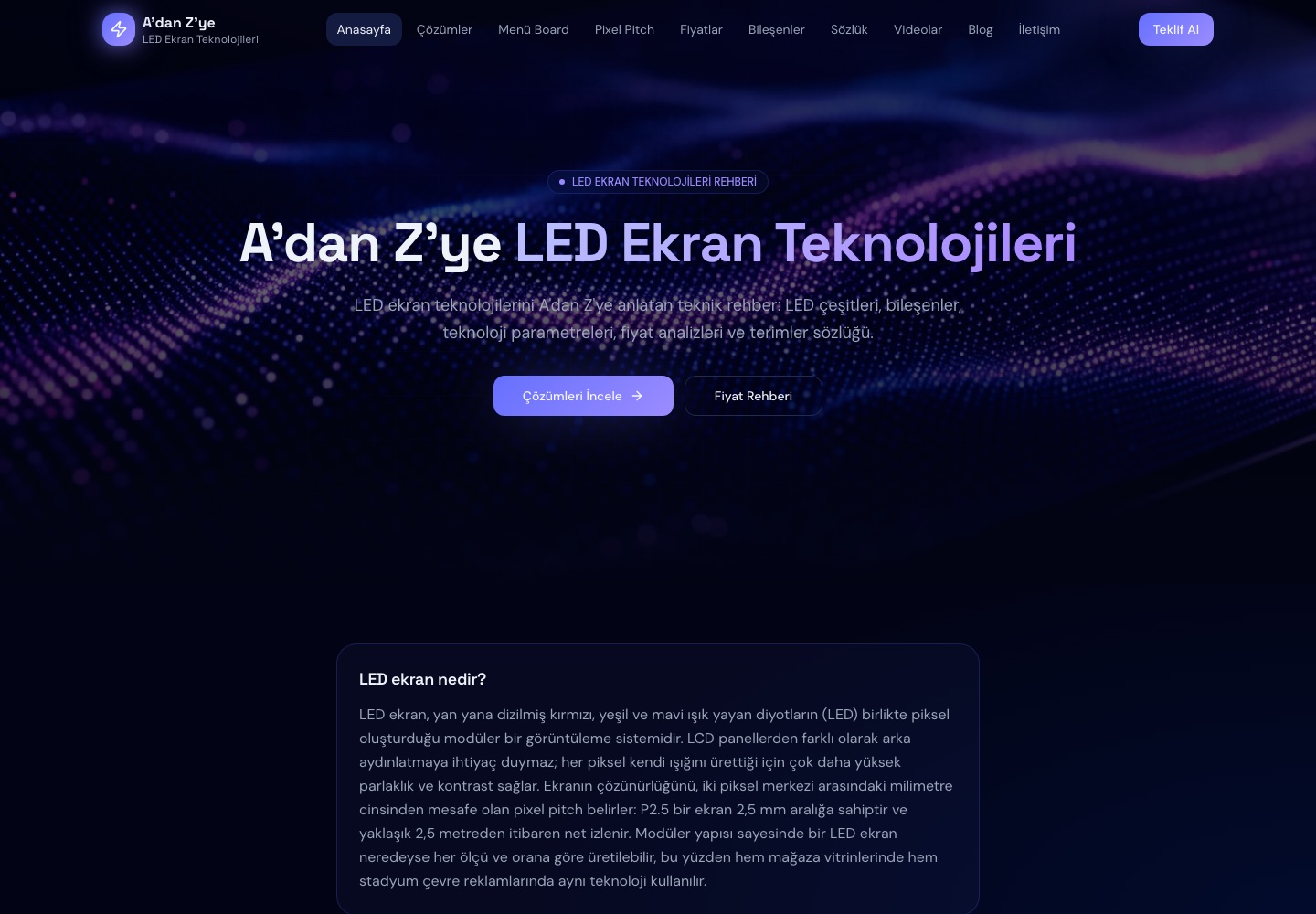LED Teknolojileri Rehberi web sitesi ana sayfası