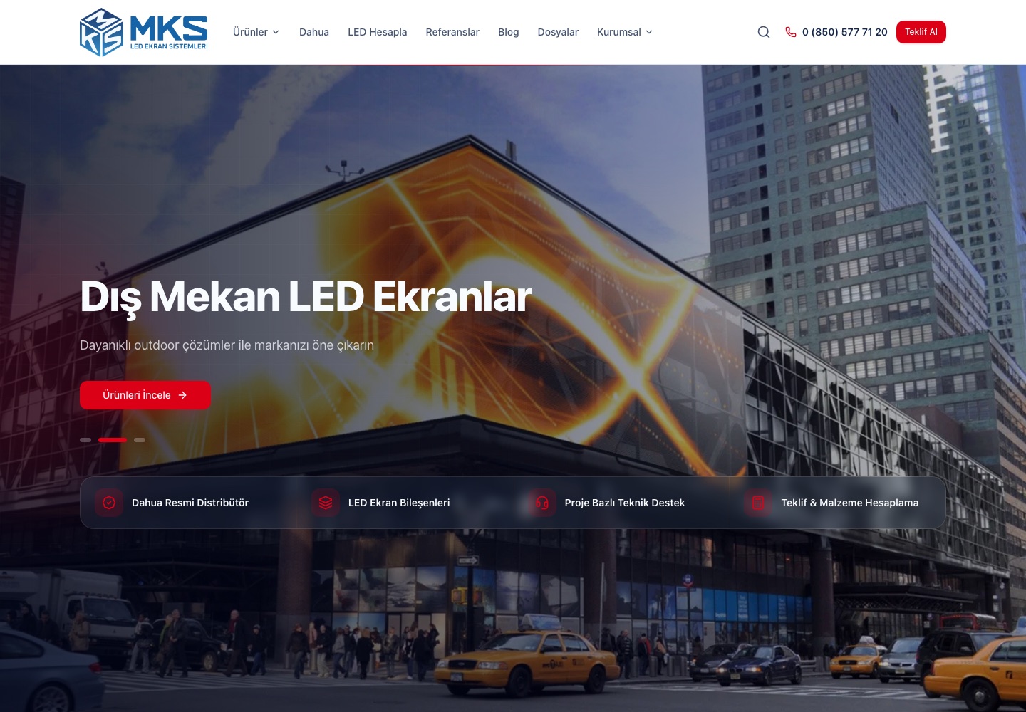 MKS LED Ekran Sistemleri web sitesi ana sayfası